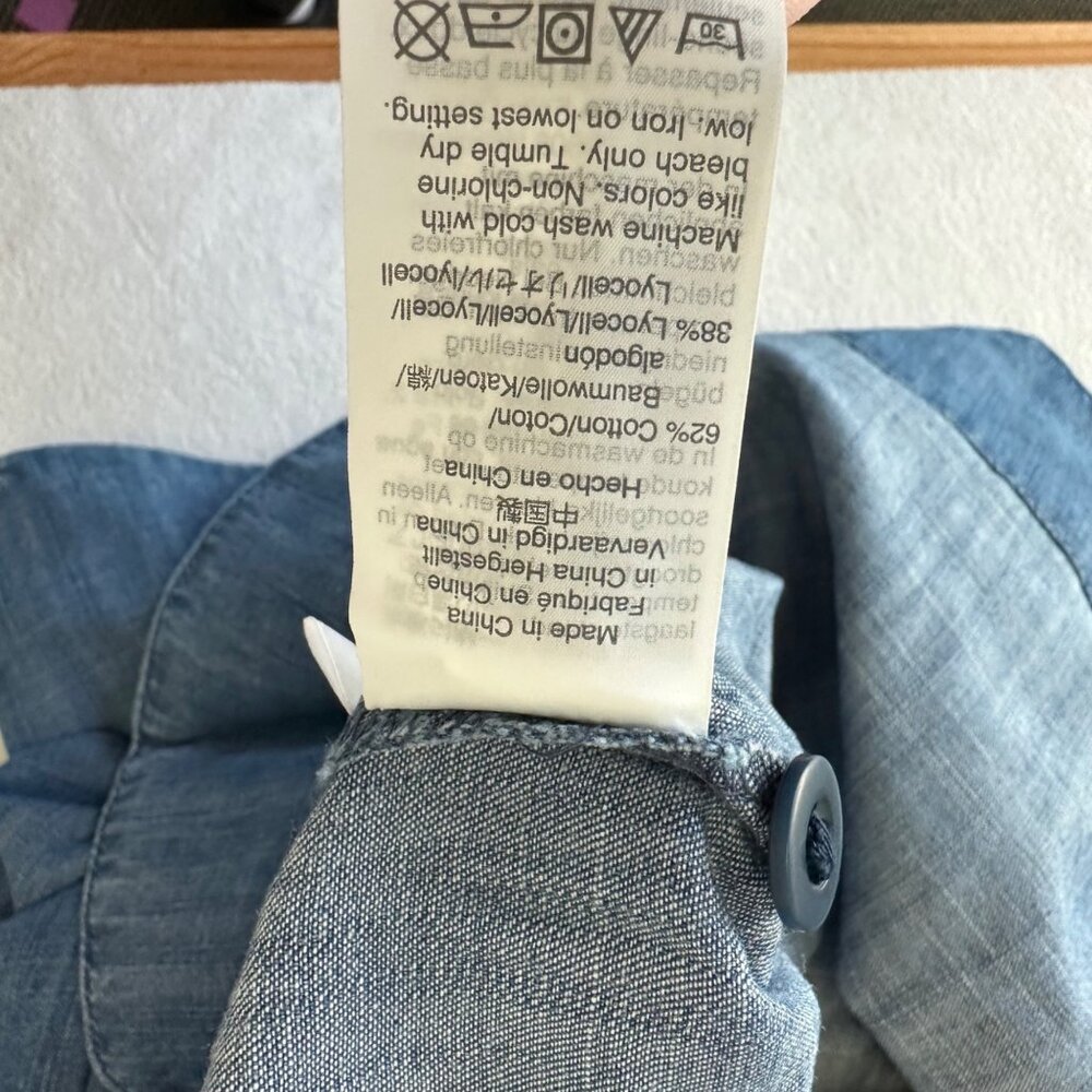 Madewell Denim Chambray Pleat-Waist Midi Dress Button Up Size 18 Blue Cottage - Picture 8 of 10